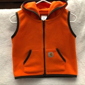 Carhartt bright orange fleece zip up vest 9months
